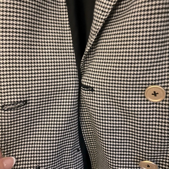 Donna Karan Houndstooth Lined Double Breasted Old Money Blazer Jacket Size L - Picture 5 of 16